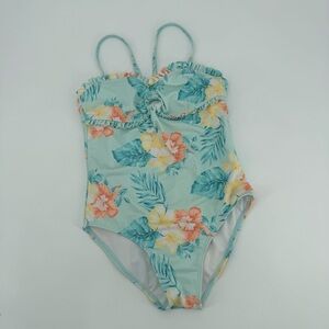 Janie & Jack Floral Print One Piece Swimsuit Kids Girls 10 Swim
